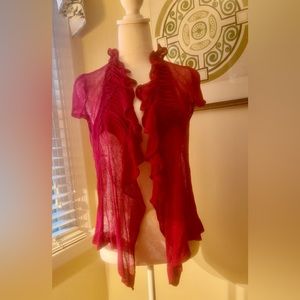 Sheer ruby colored vintage shrug.